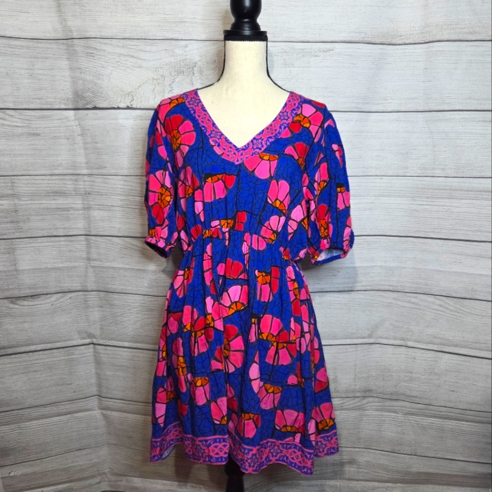 Garrie B Blue and Pink Patterned Dress, Size XL, NWT